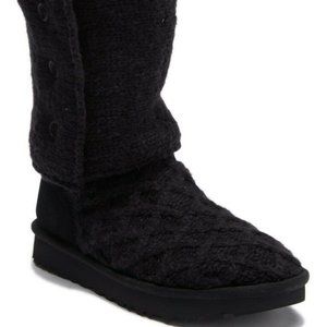 UGG Australia Kids Girls Size 13 Black Lattice Cardy Knit Boot